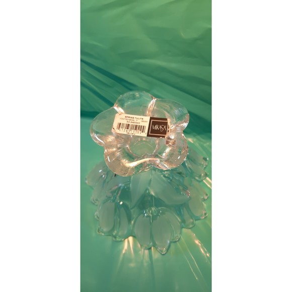 Mikasa Tulip Footed Compote,Satin to Clear, Frosted Candy Dish 7.5" Tall Bowl - Picture 6 of 8